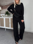 Women's Hooded Knitted Sweater Two Piece Set