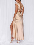 Spring and summer fishtail dress, mid-length dress