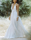 Casual Solid Color Braid Lace-Up Dress