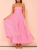 Gestreiftes, dünnes Träger-Midikleid