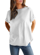 Women’s Solid Color Round Neck Short Sleeve T-shirt (Buy 2 Free Shipping)