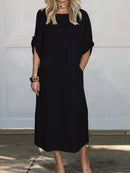 š„HOT SALEš„Women Summer Solid Color Linen Cotton Casual Double Side Pocket Dress(ALMOST SOLD OUT)