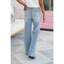 HALF PRICEš„High Rise Vintage Wash Tummy Control Top Straight Leg Jeans