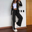 Women's Casual Notched Lapel Blazer and Wide-leg Pants Set