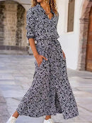 Women's Shirt Dress Floral Pocket Print Shirt Collar Long Dress Maxi Dress Bohemia Daily Vacation Long Sleeve Summer