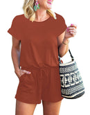 ANRABESS Short Sleeve Striped Jumpsuit with Pockets Short Pant Rompers Pajamas Loungewear