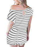 ANRABESS Short Sleeve Striped Jumpsuit with Pockets Short Pant Rompers Pajamas Loungewear