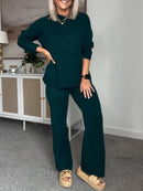 Women's Hooded Knitted Sweater Two Piece Set