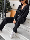Women's Buttoned Jacket and Pants Two-piece Set (Buy 2 Free Shipping)