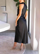 Einzigartige Brautjungfern-Maxikleider mit ärmellosem Stehkragen