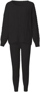 Womens Fall Knit 2 Piece Outfits Sweater Shirt Top and Bodycon Pants Casual Jumpsuit Romper Plus Size