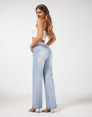 roswear Women's Wide Leg Jeans Casual High Waisted Stretch Baggy Loose Denim Pants