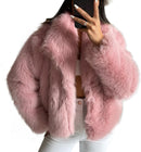 Flygo Women's Faux Fur Coat Fluffy Faux Fur Jacket Long Sleeve Lapel Furry Winter Jackets Shaggy Parka Short Coat