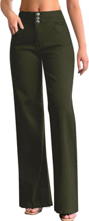 roswear Women's Wide Leg Jeans Casual High Waisted Stretch Baggy Loose Denim Pants