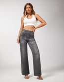 roswear Women's Wide Leg Jeans Casual High Waisted Stretch Baggy Loose Denim Pants