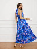 GRACE KARIN Women's Summer Dresses 2025 Halter Neck Sleeveless Smocked Backless Cut Out Floral Flowy A Line Maxi Dress