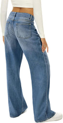 HDLTE Women Wide Leg Jeans High Waist Baggy Jeans Loose Boyfriend Jeans Denim Pants Y2K
