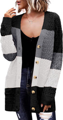 Zeagoo Womens 2024 Long Sleeve Chunky Cable Knit Fall Cardigans Sweaters Button Down Open Front Outerwear with Pockets