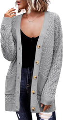 Zeagoo Womens 2024 Long Sleeve Chunky Cable Knit Fall Cardigans Sweaters Button Down Open Front Outerwear with Pockets