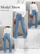 HDLTE Women Wide Leg Jeans High Waist Baggy Jeans Loose Boyfriend Jeans Denim Pants Y2K
