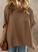 Dokotoo Women's Casual Oversized Short Sleeve Solid Color Loose Texture Knit Tunic Tops Blouses