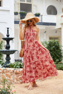 GRACE KARIN Women's Summer Dresses 2025 Halter Neck Sleeveless Smocked Backless Cut Out Floral Flowy A Line Maxi Dress