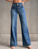 roswear Women's Wide Leg Jeans Casual High Waisted Stretch Baggy Loose Denim Pants