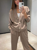 Women's Buttoned Jacket and Pants Two-piece Set (Buy 2 Free Shipping)