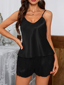 🧚Women Satin Pajama Set Sexy V Neck Backless Lace Sleepwear