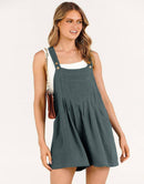 ANRABESS Casual Adjustable Strap Linen Short Bib Overalls Jumpsuit Rompers