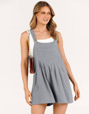 ANRABESS Casual Adjustable Strap Linen Short Bib Overalls Jumpsuit Rompers