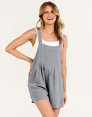 ANRABESS Casual Adjustable Strap Linen Short Bib Overalls Jumpsuit Rompers