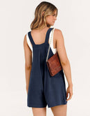 ANRABESS Casual Adjustable Strap Linen Short Bib Overalls Jumpsuit Rompers