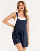 ANRABESS Casual Adjustable Strap Linen Short Bib Overalls Jumpsuit Rompers