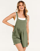 ANRABESS Casual Adjustable Strap Linen Short Bib Overalls Jumpsuit Rompers