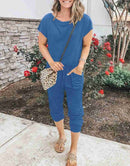 ANRABESS Casual Off Shoulder Elastic Waist Stretchy Long Romper Jumpsuit