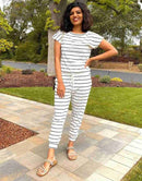 ANRABESS Casual Off Shoulder Elastic Waist Stretchy Long Romper Jumpsuit