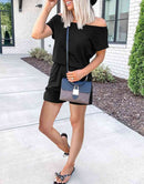 ANRABESS Casual Off Shoulder Elastic Waist Stretchy Long Romper Jumpsuit