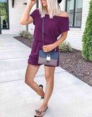 ANRABESS Casual Off Shoulder Elastic Waist Stretchy Long Romper Jumpsuit