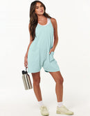 Anrabess Casual Rompers Loose Spaghetti Strap Shorts Jumpsuit with Pockets
