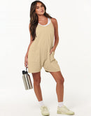 Anrabess Casual Rompers Loose Spaghetti Strap Shorts Jumpsuit with Pockets
