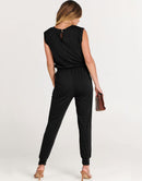 ANRABESS Crewneck Sleeveless Stretchy Jumpsuits Rompers with Pockets