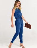 ANRABESS Crewneck Sleeveless Stretchy Jumpsuits Rompers with Pockets