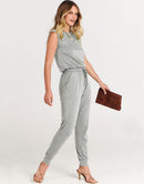 ANRABESS Crewneck Sleeveless Stretchy Jumpsuits Rompers with Pockets