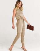 ANRABESS Crewneck Sleeveless Stretchy Jumpsuits Rompers with Pockets