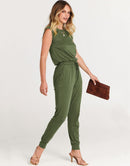 ANRABESS Crewneck Sleeveless Stretchy Jumpsuits Rompers with Pockets