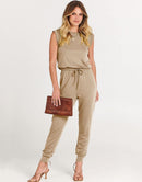 ANRABESS Crewneck Sleeveless Stretchy Jumpsuits Rompers with Pockets