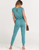 ANRABESS Crewneck Sleeveless Stretchy Jumpsuits Rompers with Pockets