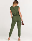 ANRABESS Crewneck Sleeveless Stretchy Jumpsuits Rompers with Pockets