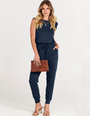 ANRABESS Crewneck Sleeveless Stretchy Jumpsuits Rompers with Pockets